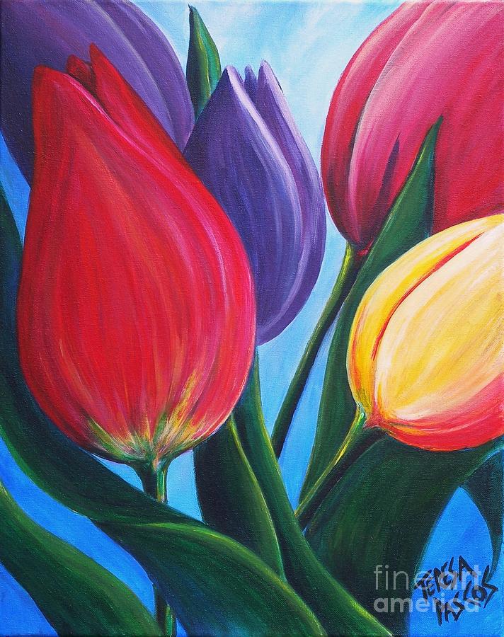 Tulip Painting - Flowers For Mother by Teresa Pascos