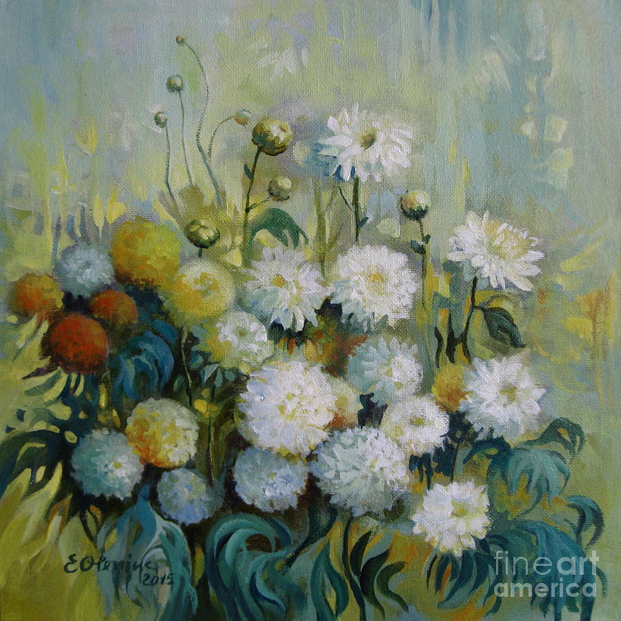 Flowers Garden Painting by Elena Oleniuc