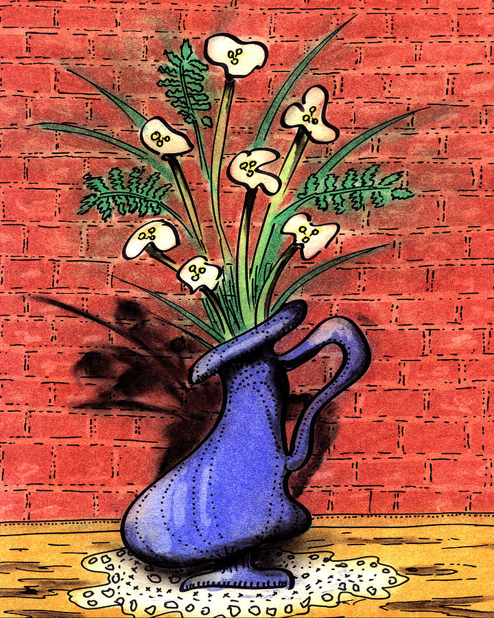 Flower Painting - Flowers in a Blue Vase by Estefan Gargost