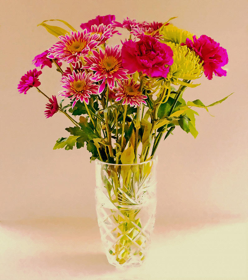 Flower Photograph - Flowers in a Crystal Vase by Bishopston Fine Art