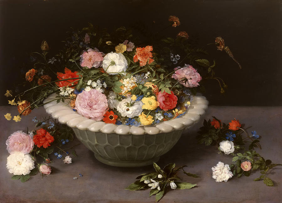 Flowers in a Porcelain Bowl  Painting by Jan Brueghel the Elder