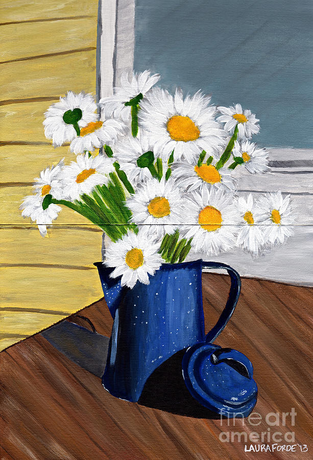 Flowers in a teapot Painting by Laura Forde