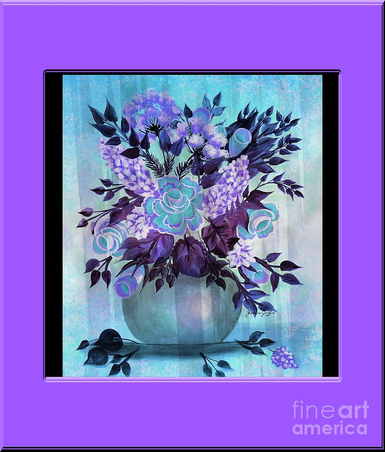 Flower Painting - Flowers in a vase with Lilac Border by Barbara A Griffin