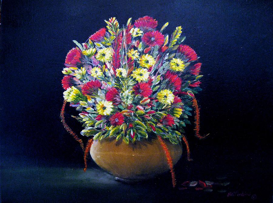 Floral Painting - Flowers in Bronze Vase by Bobby Perkins