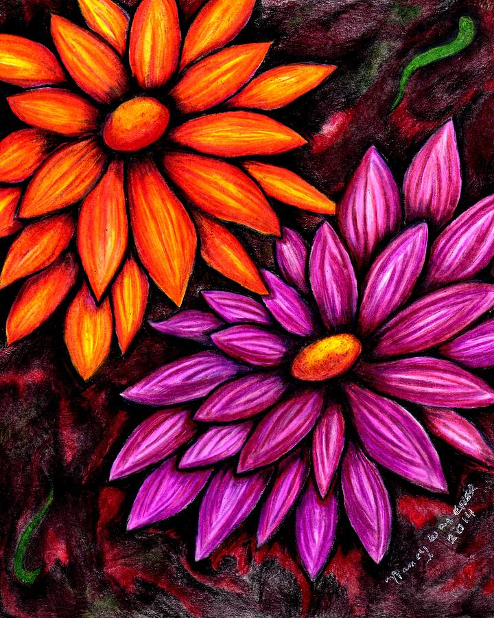 Flowers in Color Drawing by Nancy Wagener