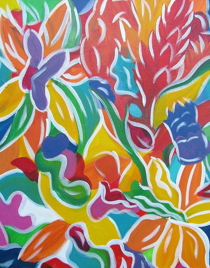 Flowers in Costa Rica Painting by Kelly Simpson Hagen