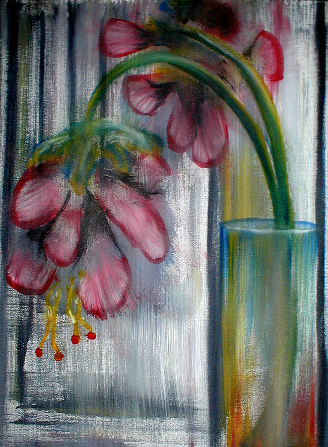 Flower Painting - Flowers in Glass Vase by Estefan Gargost