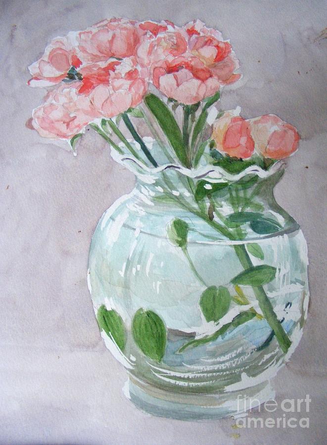 Flowers in Glass Vase Painting by Nancy Kane Chapman
