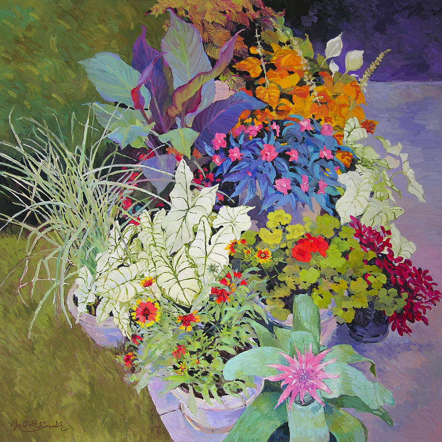 Flowers in the Courtyard Painting by Judith Barath