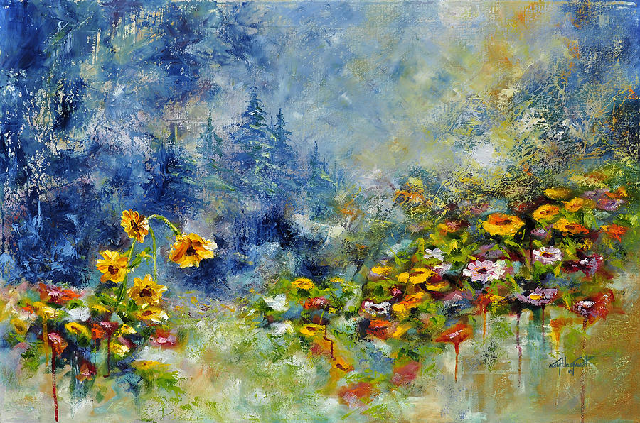 Flowers In The Fog Painting
