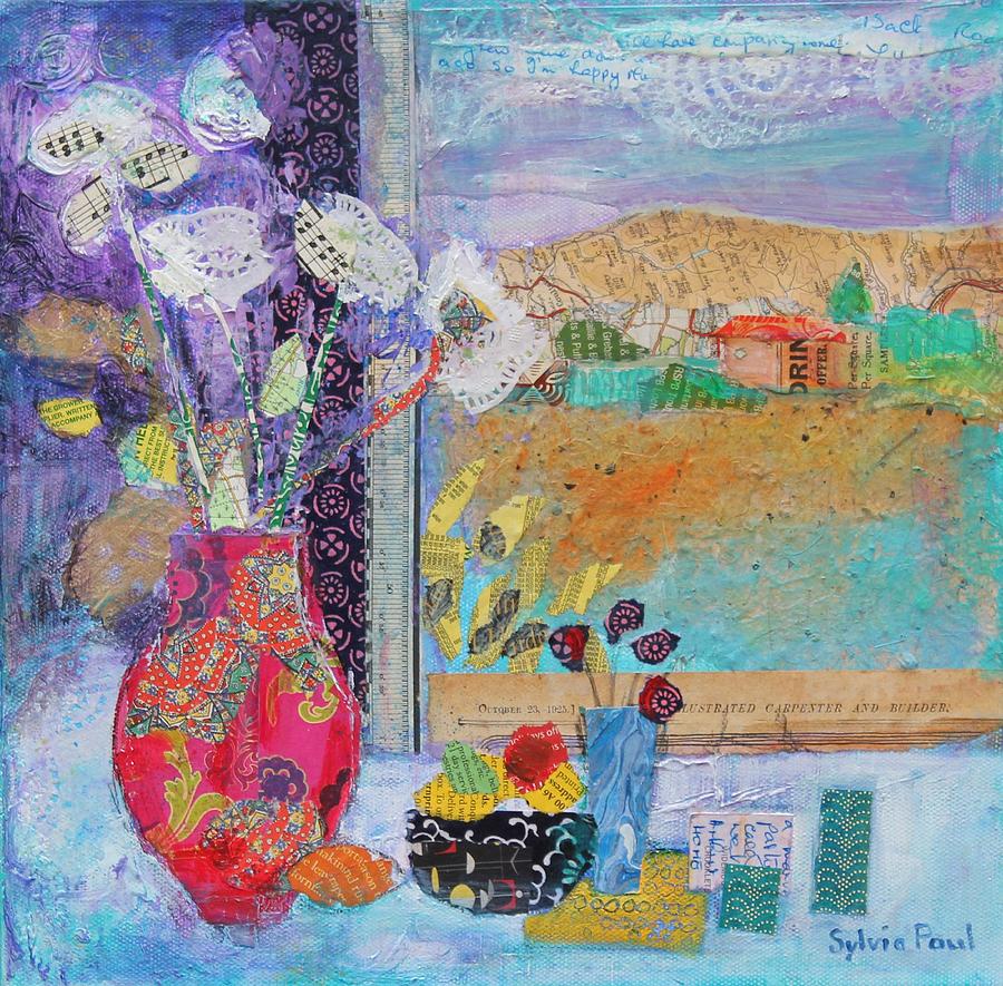 Flowers In The Window 2014, Acrylicpaper Collage Photograph by Sylvia Paul