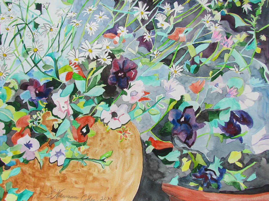 Flowers Light and Dark Painting by Esther Newman-Cohen