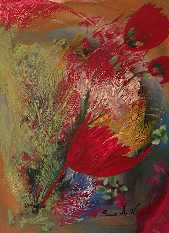Flowers of my garden Painting by Sima Amid Wewetzer