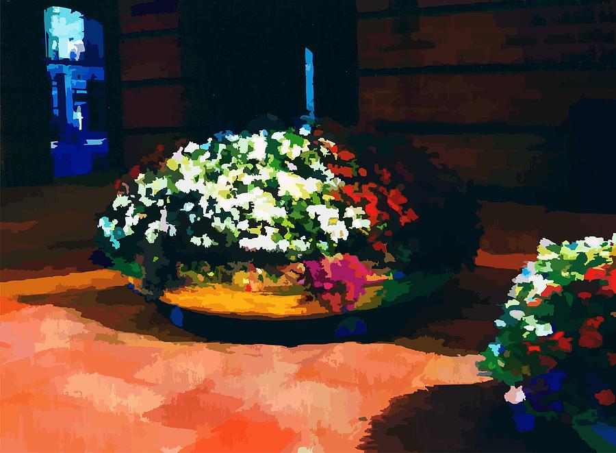 Flowers on the Canal Digital Art by P Dwain Morris