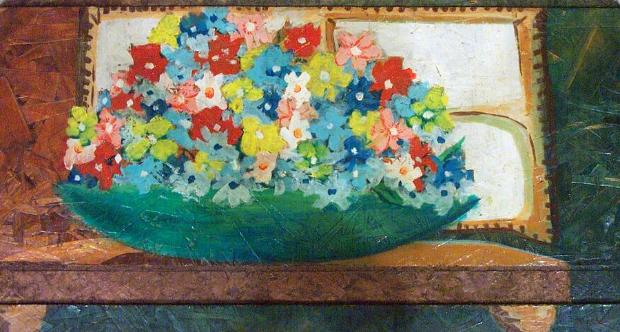Flower Painting - Flowers on wood by Dennis Casto