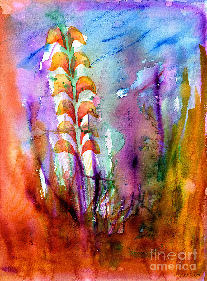 Flowers Orange Painting by Mukta Gupta