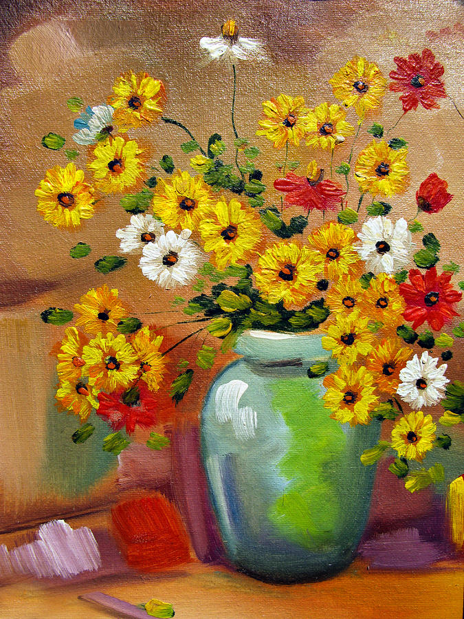 simple still life paintings of flowers