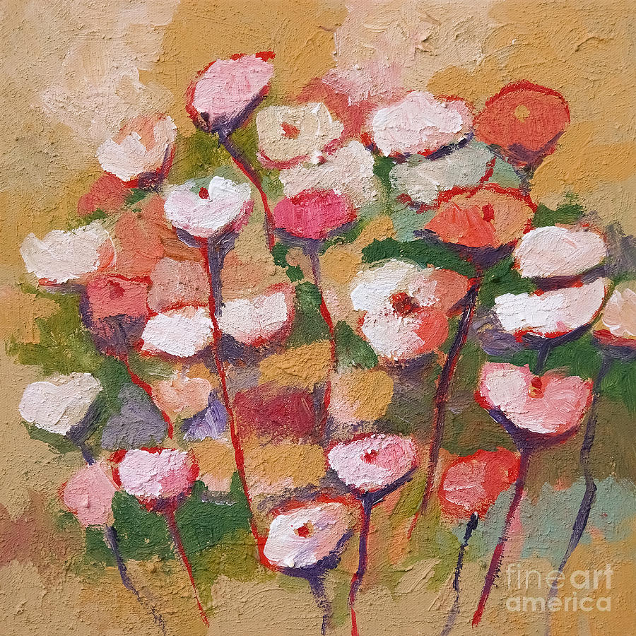 Arty Flowers Painting - Flowers With Beige by Lutz Baar Arty Flowers Painting - Flowers With Beige by Lutz Baar
