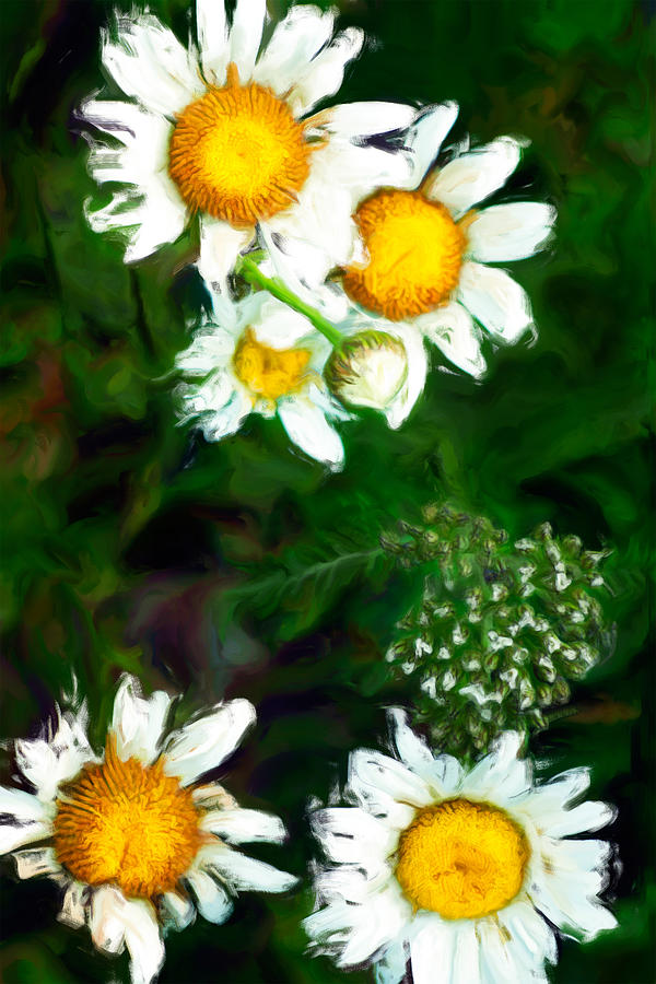 Flowers - Yellow and White - Blue Ridge II Painting by Dan Carmichael