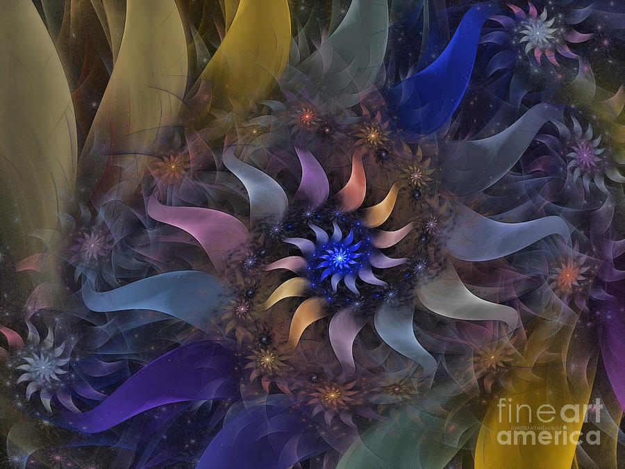 Flowery Fractal Composition With Stardust Digital Art by Karin Kuhlmann