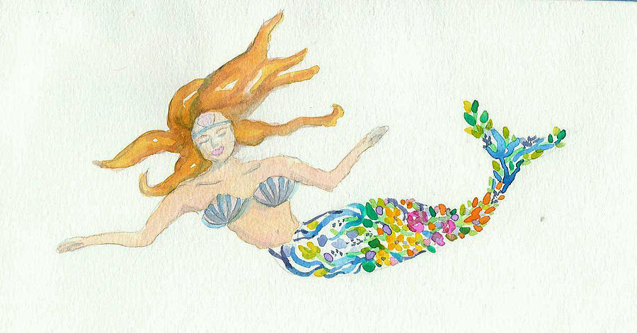 Mermaid de Fleur Painting by Anne Marie Brown
