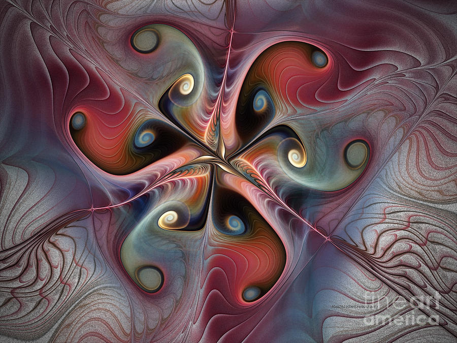 Abstract Digital Art - Flowing Encounters by Karin Kuhlmann