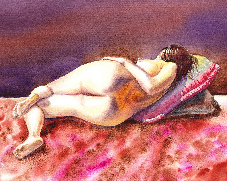 Flowing Lines Reclining Nude Painting