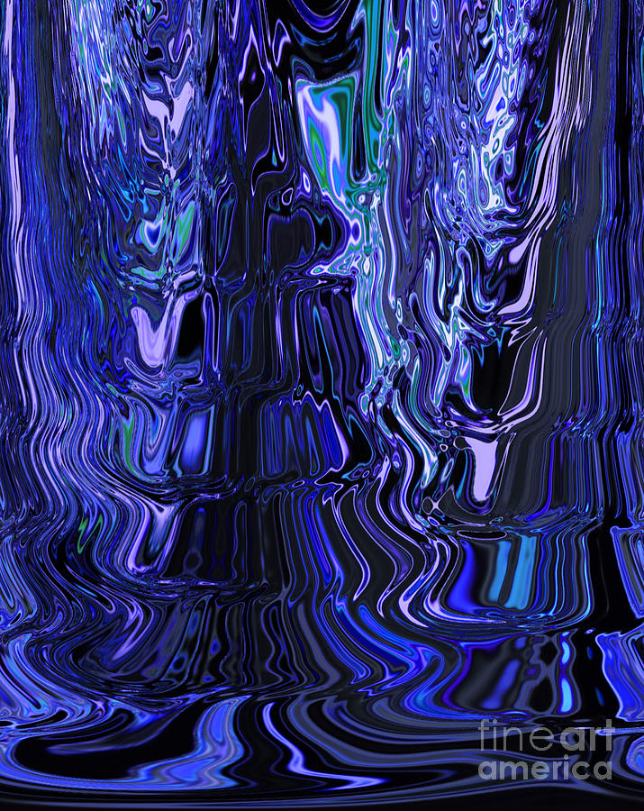 Flowing Shades Of Blue Blending With Black Abstract Design Unique Art Digital Art