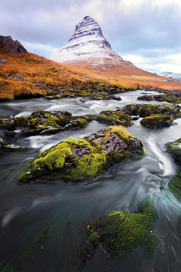 Flowing To Kirkjufell Photograph by Naphakm