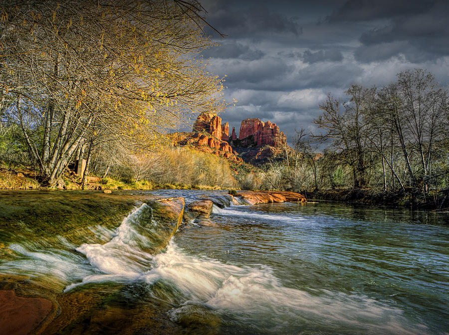 Flowing Water by Cathedral Rock Photograph by Randall Nyhof