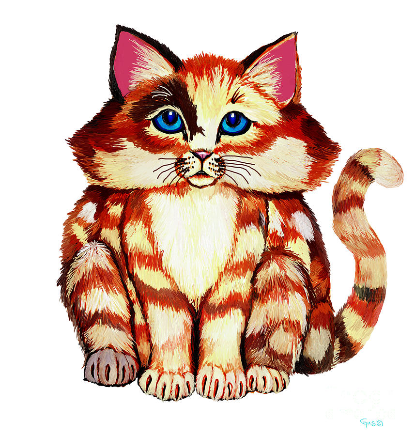 Fluffy Cat Drawing by Nick Gustafson