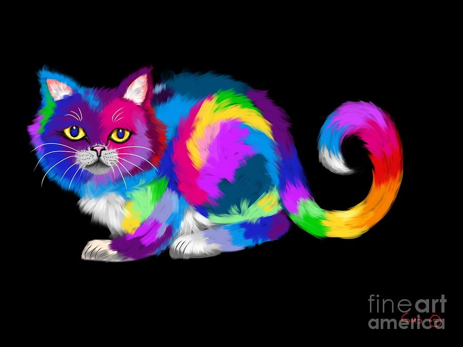 Fluffy Rainbow Calico Digital Art by Nick Gustafson