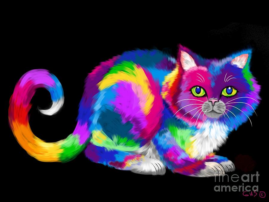 Fluffy Rainbow Cat 2 Digital Art by Nick Gustafson