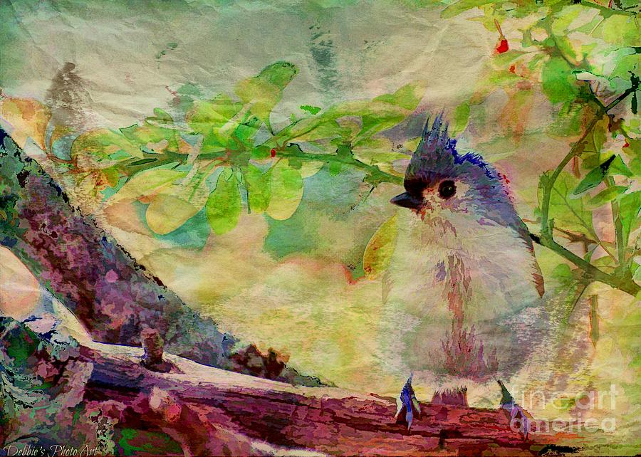 Fluffy Tufted Titmouse - Digital Paint II Photograph by Debbie Portwood