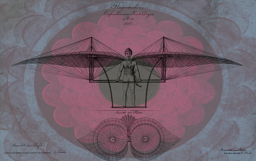 Flugmaschine Erfunden von Jacob Degen in Wien - Revised Digital Art by Lesa Fine