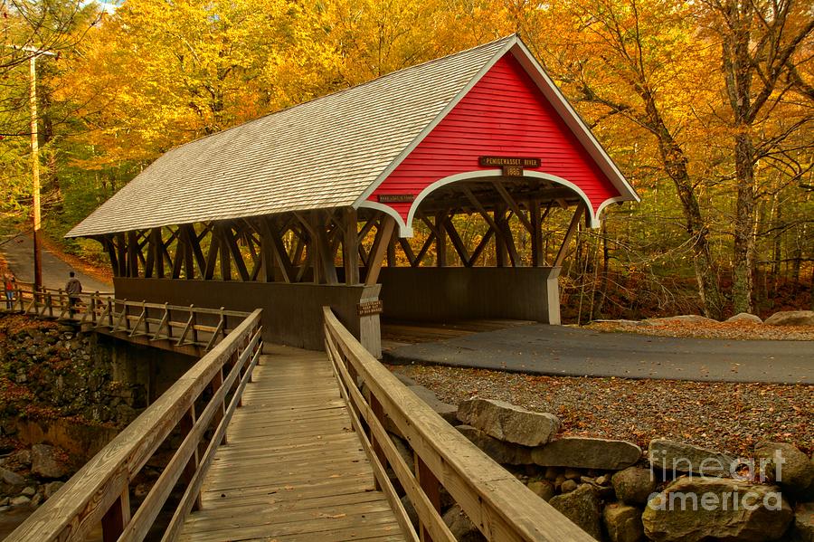 Flume Gorge Covered Bridge Photograph by Adam Jewell