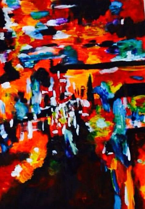 Abstract Painting - Fluorescent Fires   by Joanna Georghadjis