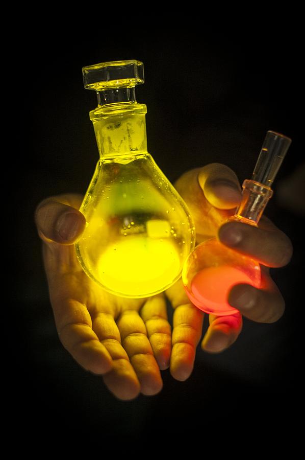 People Photograph - Fluorescent imaging fluids by Science Photo Library