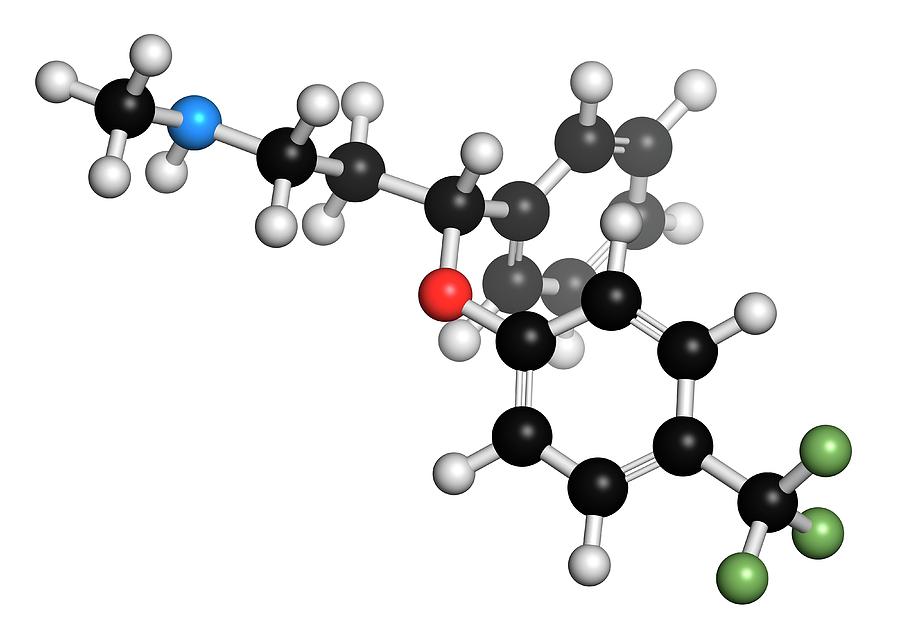 Fluoxetine Photograph - Fluoxetine Antidepressant Drug Molecule by Molekuul
