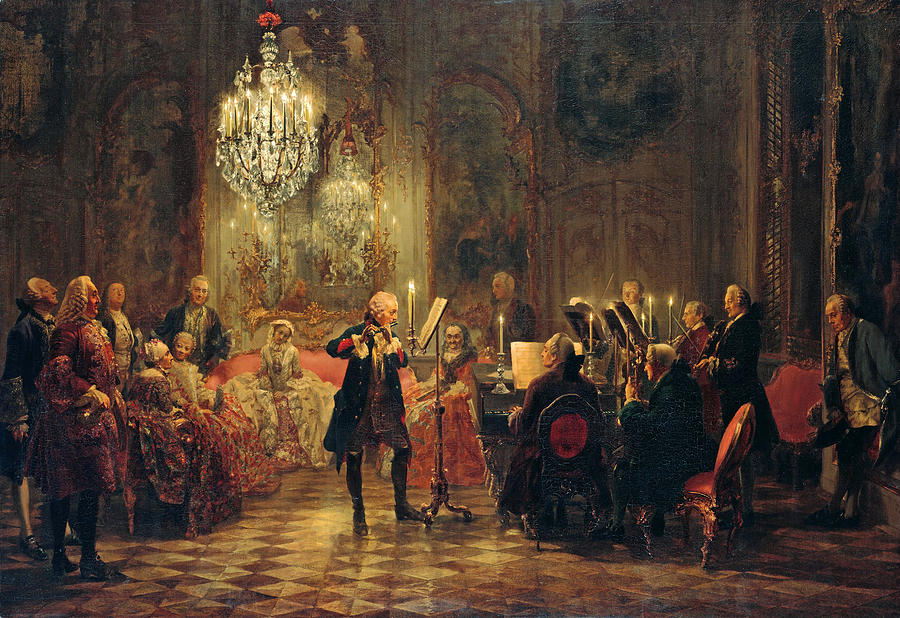 Flute Concert with Frederick the Great in Sanssouci Painting by Adolph von Menzel