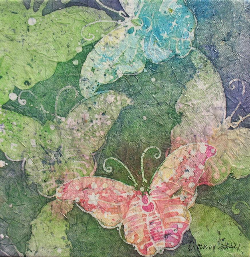 Flutter Fly Watercolor Batik Painting By Donna Savage 