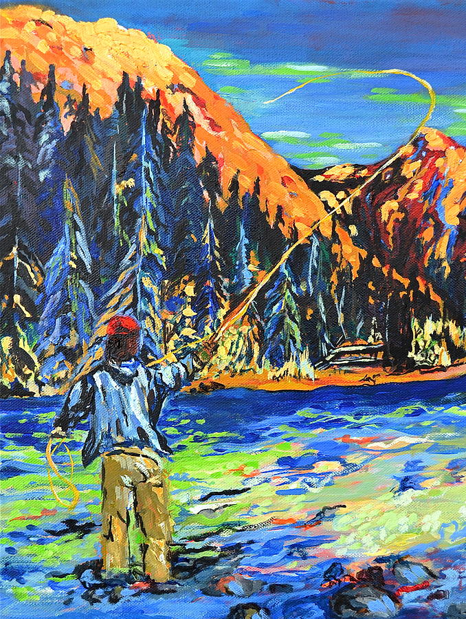 Fly Fisherman Painting by Gregory Merlin Brown