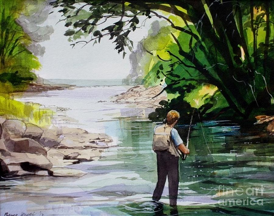 Wildlife Painting - Fly Fishing by Bruce Repei