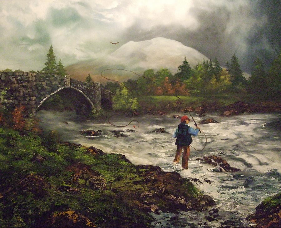 Fly Fishing In Wales Painting by Jean Walker