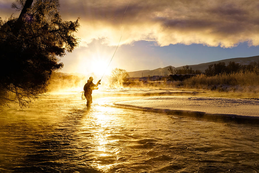 Fly Fishing in Winter at Sunrise Photograph by Adventure_Photo