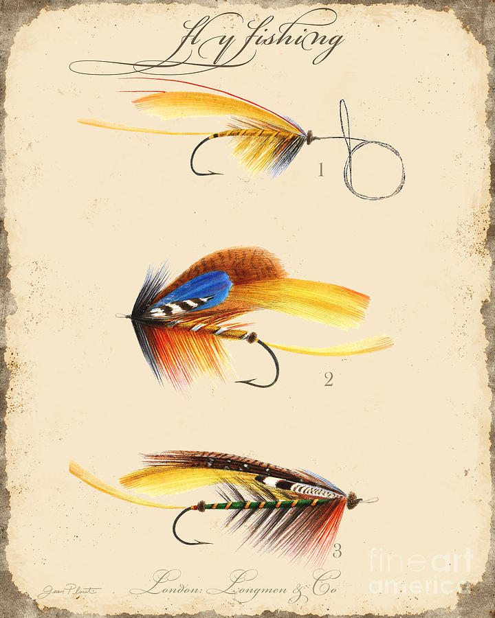 Vintage Digital Art - Fly Fishing-JP2094 by Jean Plout