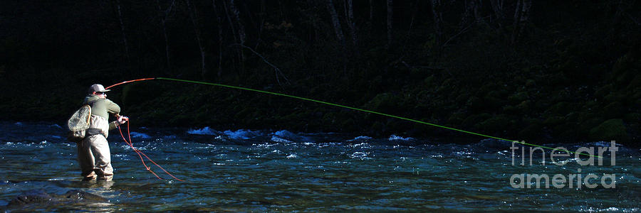 Fly Fishing on the Umpqua River - Panorama Photograph by Chuck Flewelling