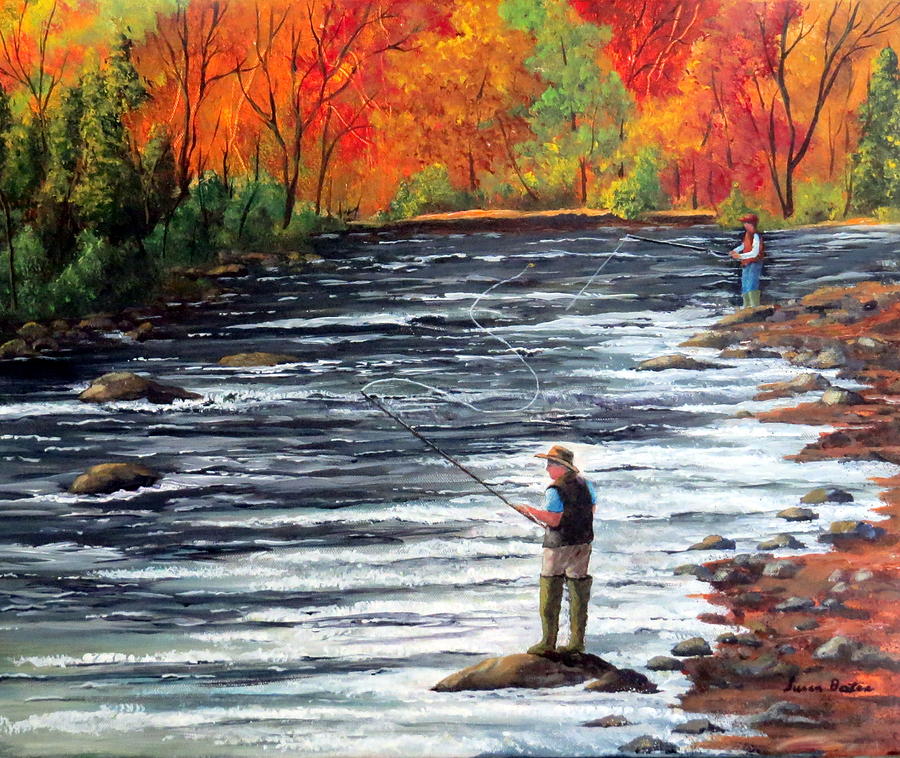 Fly Fishing Painting by Susan Bates - Fine Art America