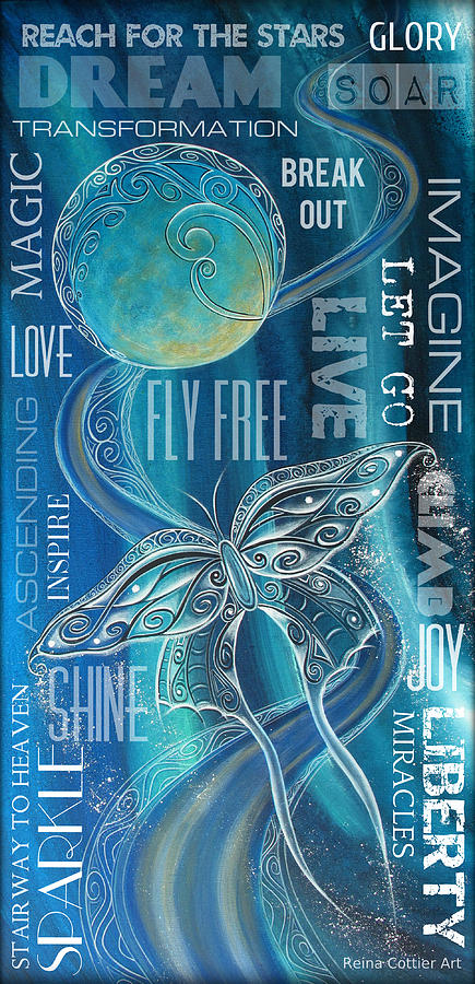 Fly Free Wordart Painting by Reina Cottier