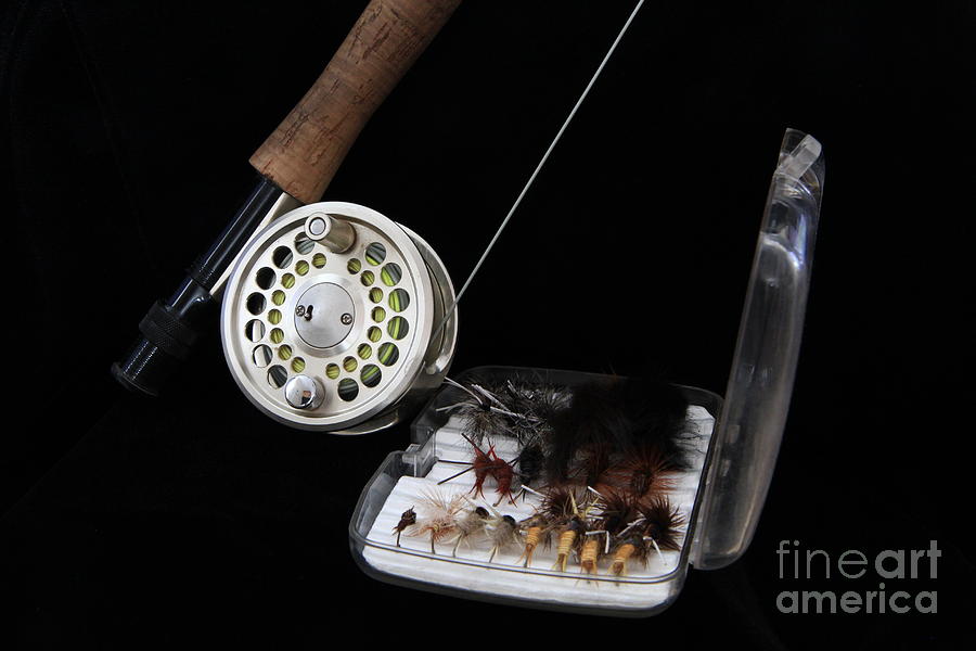 Fly Rod Photograph - Fly rod and flys by Edward R Wisell
